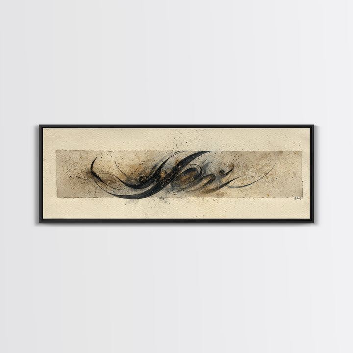 Ornamental Frame of Flourished Pen Curves Canvas Print, Calligraphy Art, Print, Living Room Decor, Fine Art, Script, Custom Art, CAL-3x1-34