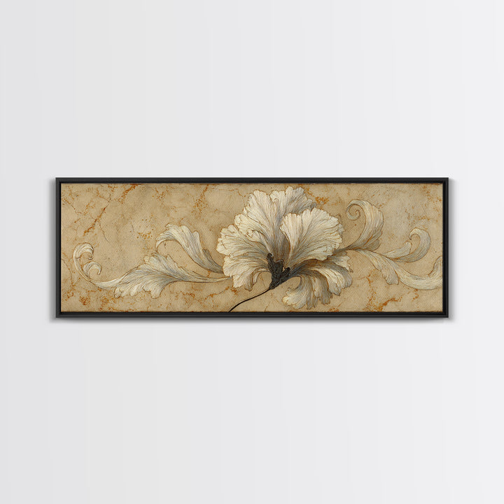 Single Elegant Flourish Shaped Like a Flower Canvas Print, Calligraphy Art, Bedroom Wall Decor, Living Room Decor, Script, CAL-3x1-45