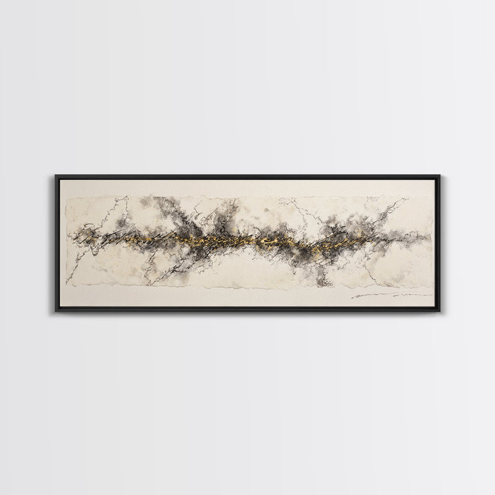 Ornamental Frame of Flourished Pen Curves Framed Canvas Print, Calligraphy Art, Calligraphy, Living Room Decor, Script, CAL-3x1-58