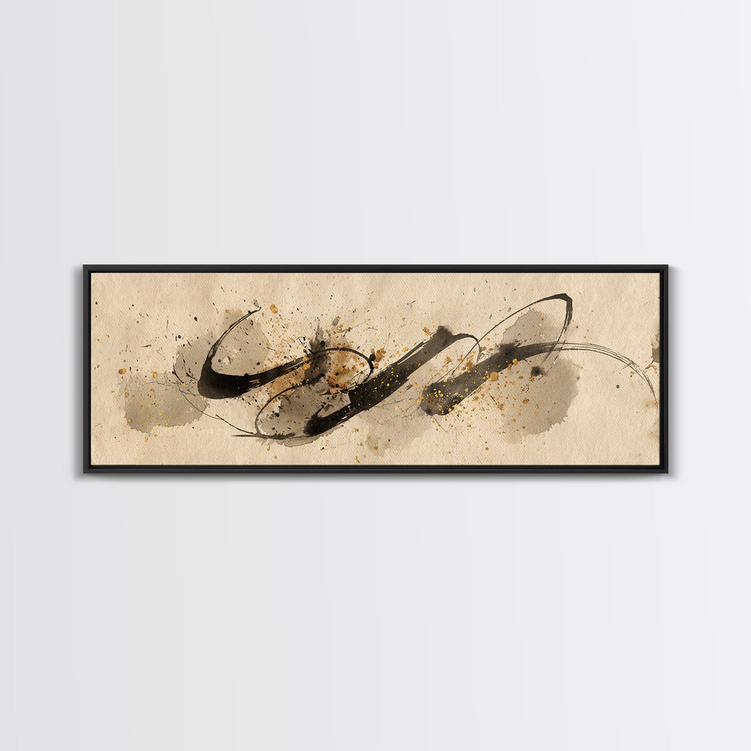Romantic Handwritten Marks Without Readable Words Canvas Print, Calligraphy Art, Digital Print, Living Room Decor, Script, CAL-3x1-79