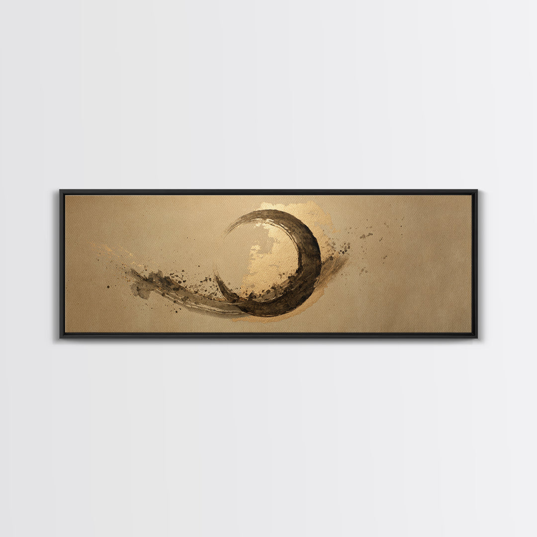 Crescent Moon Made from Elegant Ink Swashes Canvas Print, Calligraphy Art, Minimalist Wall Art, Living Room Decor, Script, CAL-3x1-85