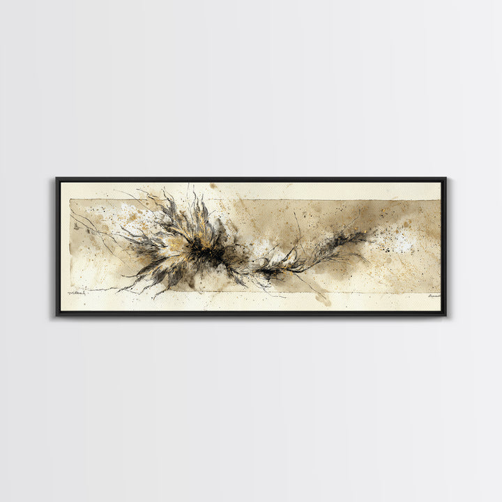 Single Elegant Flourish Shaped Like a Flower Canvas Print, Calligraphy Art, Spiritual Wall Art, Living Room Decor, Oil Painting, CAL-3x1-93