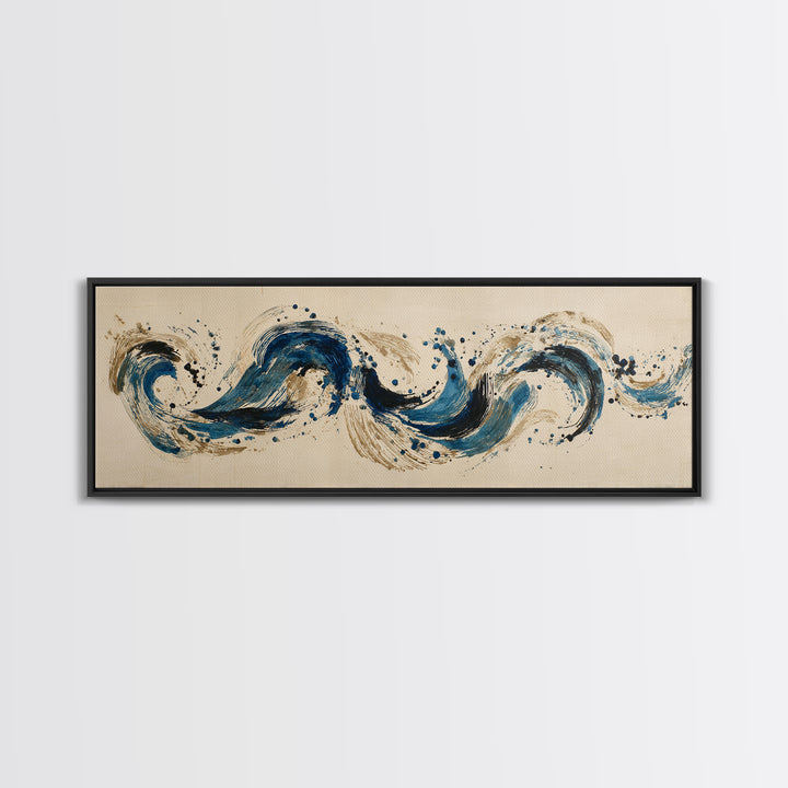 Modern Calligraphy Wave Canvas Print, Calligraphy Art, Minimalist Wall Art, Living Room Decor, Script, Statement Artwork, CAL-3x1-98