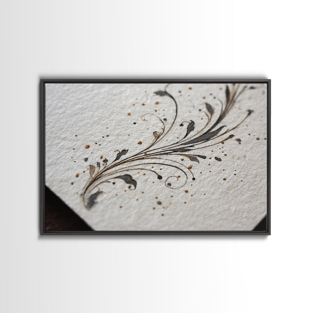 Ornamental Frame of Flourished Pen Curves Canvas Print, Calligraphy Art, Printable Wall Art, Living Room Decor, Script, CAL-3x2-22