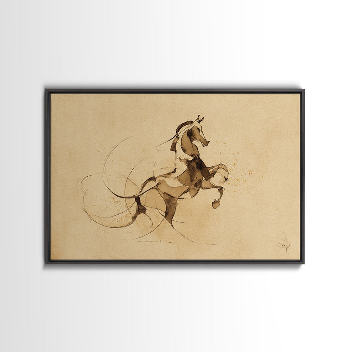Calligraphic Horse Silhouette Made from One Line Canvas Print, Calligraphy Art, Wall Art Printable, Living Room Decor, Script, CAL-3x2-45