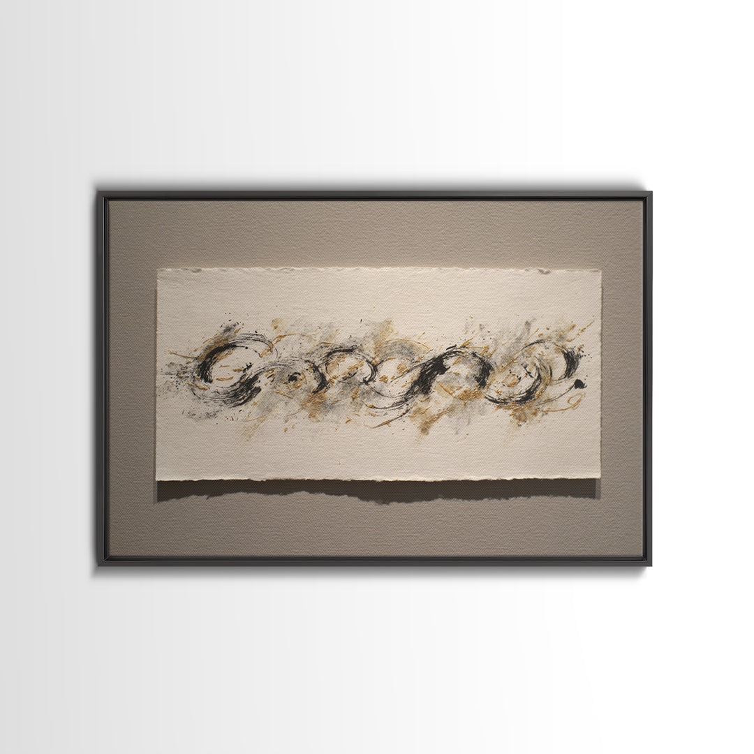 Ornamental Frame of Flourished Pen Curves Framed Canvas Print, Calligraphy Art, Unique Wall Art, Living Room Decor, Script, CAL-3x2-46