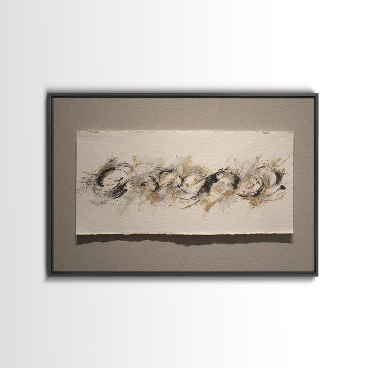 Ornamental Frame of Flourished Pen Curves Framed Canvas Print, Calligraphy Art, Unique Wall Art, Living Room Decor, Script, CAL-3x2-46