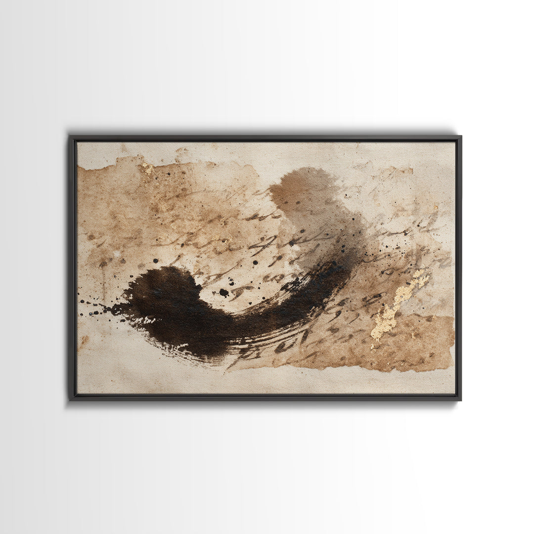 Abstract Prayer Flag of Brush Marks Canvas Print, Calligraphy Art, Digital Download Art, Living Room Decor, Fine Art, Script, CAL-3x2-51