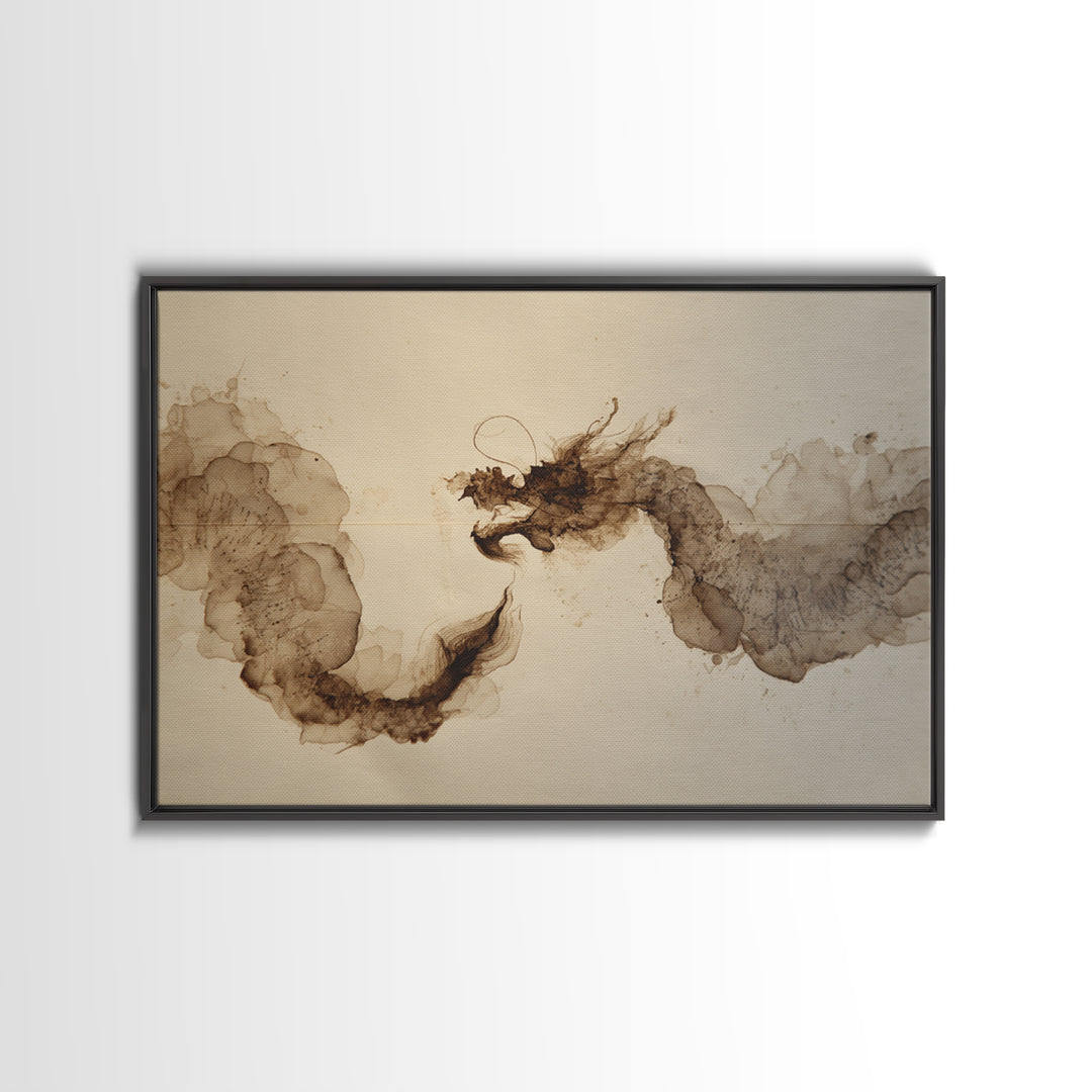Ink Wash Dragon Curve Canvas Print, Calligraphy Art, Modern Art, Living Room Decor, Fine Art, Script, Fine Art Print, CAL-3x2-61