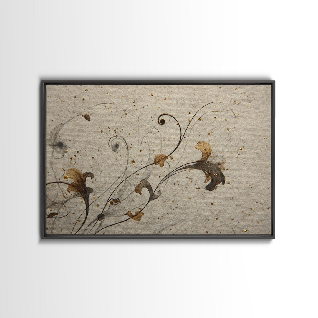 Floral Vine Created from Graceful Script Like Canvas Print, Calligraphy Art, Digital Print, Living Room Decor, Script, CAL-3x2-63