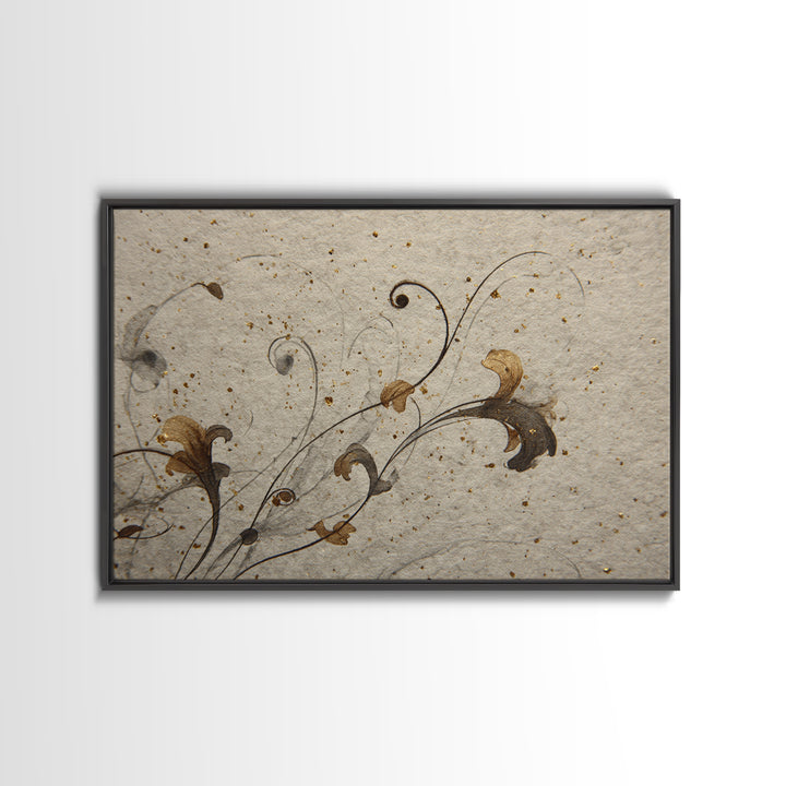 Floral Vine Created from Graceful Script Like Canvas Print, Calligraphy Art, Digital Print, Living Room Decor, Script, CAL-3x2-63
