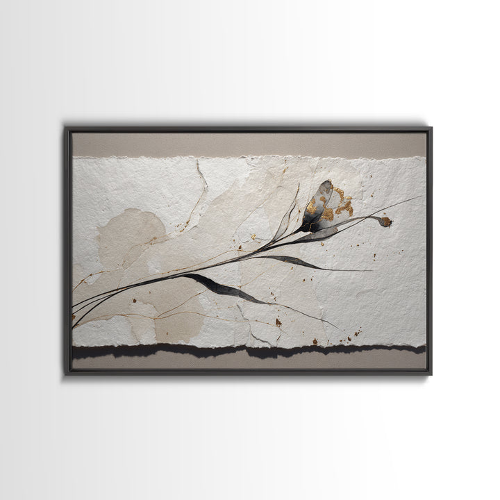 Single Elegant Flourish Shaped Like a Flower Canvas Print, Calligraphy Art, Japanese Decor, Living Room Decor, Script, CAL-3x2-81