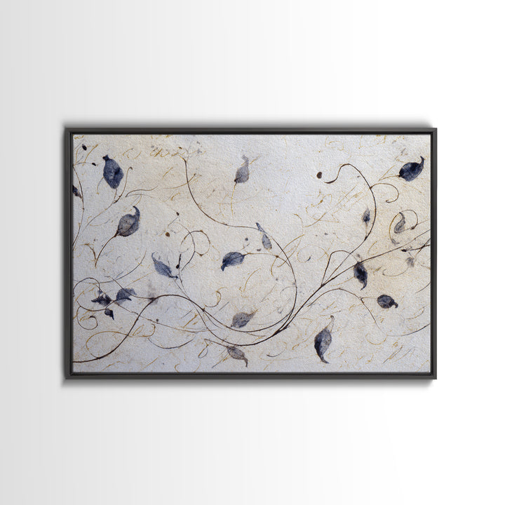 Floral Vine Created from Graceful Script Like Framed Canvas Print, Calligraphy Art, Fine Art Print, Living Room Decor, Script, CAL-3x2-87
