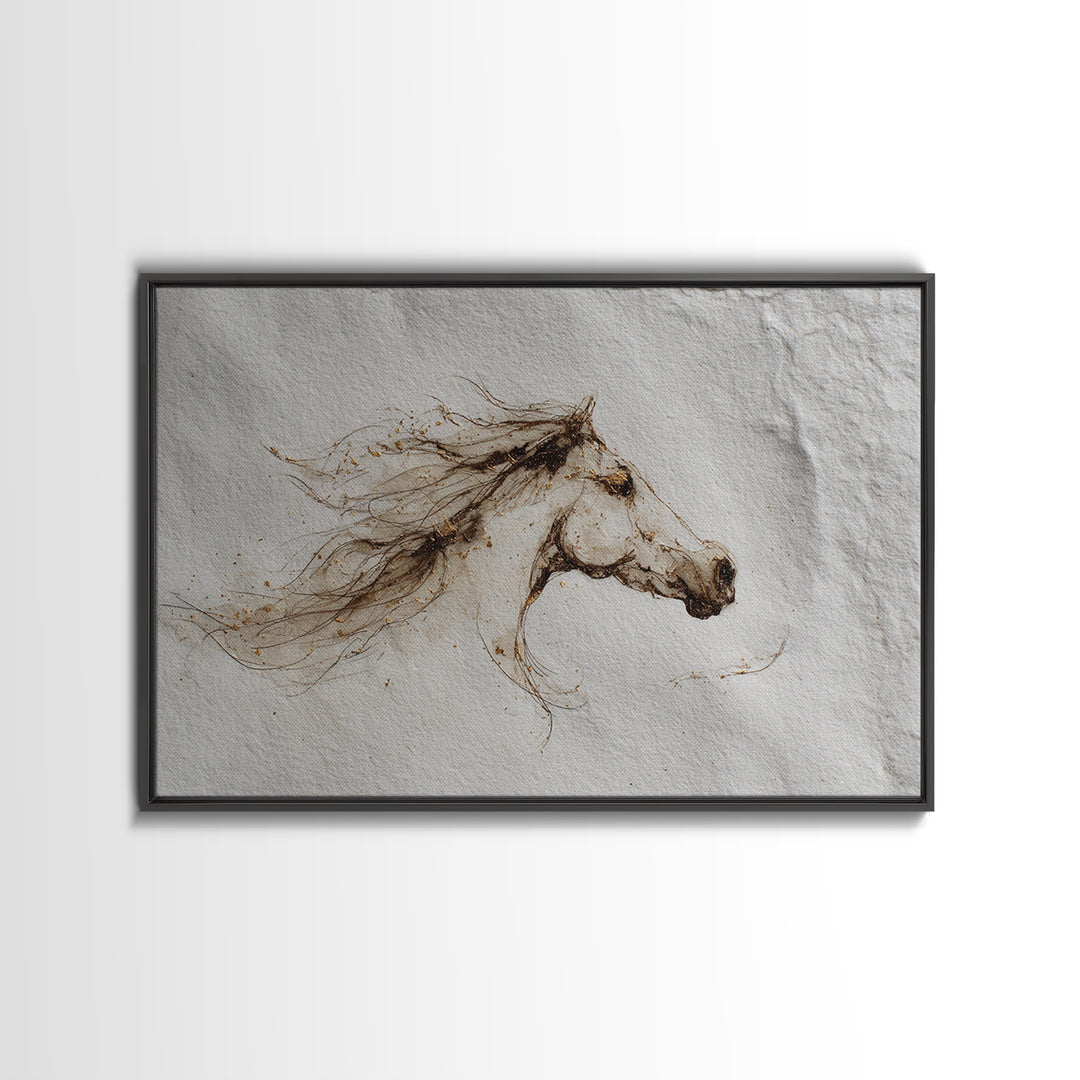 Calligraphic Horse Silhouette Made from One Line Canvas Print, Calligraphy Art, Quote Wall Art, Living Room Decor, Script, CAL-3x2-93