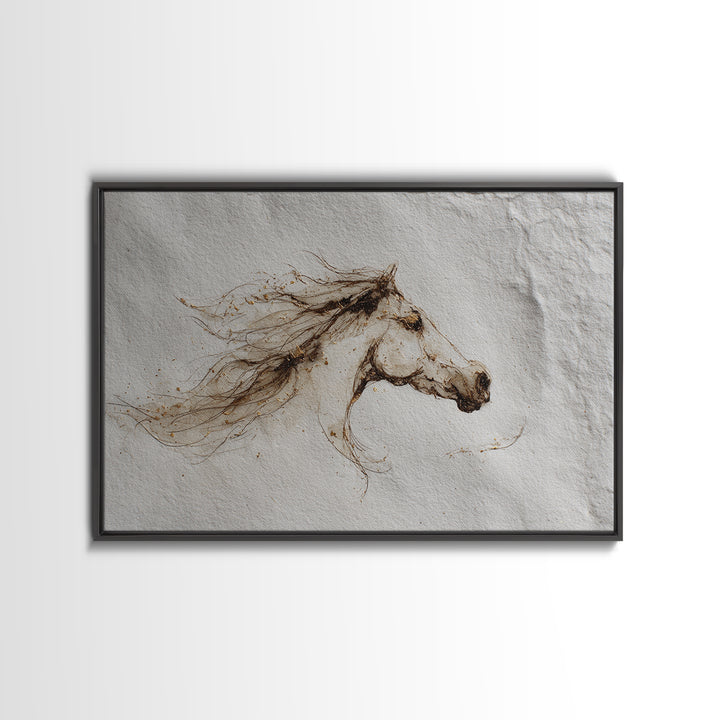 Calligraphic Horse Silhouette Made from One Line Canvas Print, Calligraphy Art, Quote Wall Art, Living Room Decor, Script, CAL-3x2-93