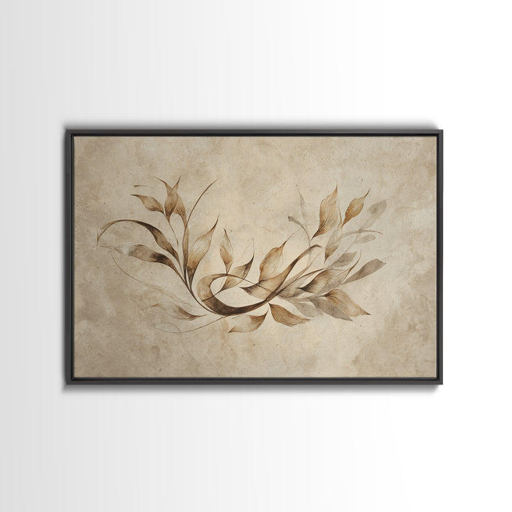 Botanical Calligraphy Pattern Canvas Print, Calligraphy Art, Modern Art, Living Room Decor, Oil Painting, Script, CAL-3x2-98