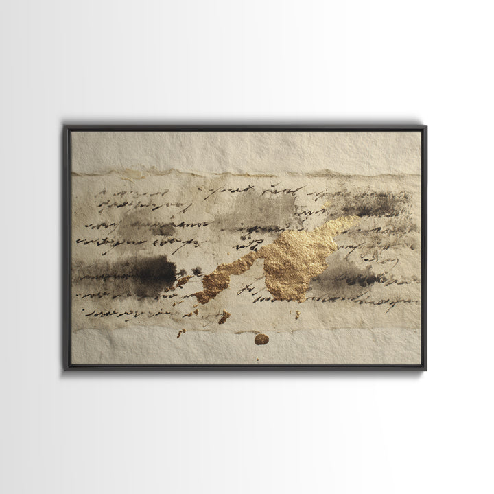 Abstract Prayer Flag of Brush Marks Framed Canvas Print, Calligraphy Art, Minimalist Decor, Living Room Decor, Fine Art, Script, CAL-3x2-99