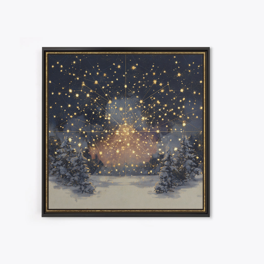 Aurora Borealis over Snowy Pines Canvas Print, Celestial Art, Celestial Decor, Living Room Decor, Fine Art, Celestial, CEL-1x1-17