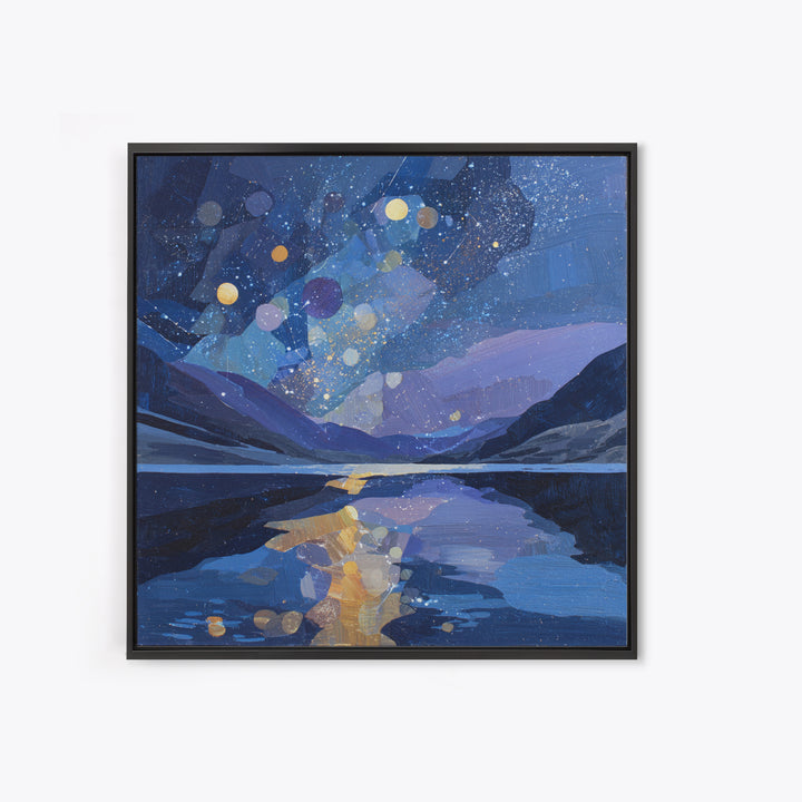 Night Sky over a Quiet Mountain Lake Canvas Print, Celestial Art, Printable Art, Living Room Decor, Fine Art, Celestial, CEL-1x1-3