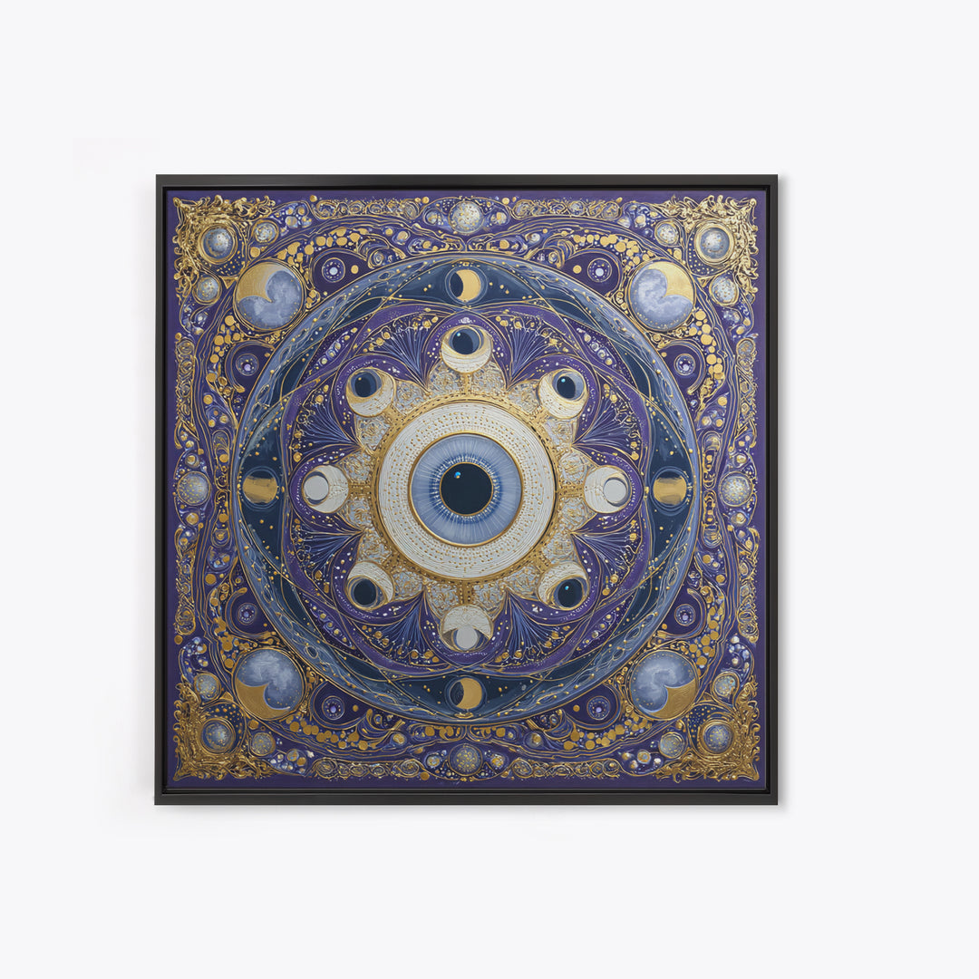Mystic Eye Surrounded by Moons and Constellations Canvas Print, Celestial Art, Luxury Decor, Living Room Decor, Celestial, CEL-1x1-40