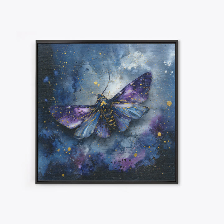 Celestial Moth with Moon Markings Framed Canvas Print, Celestial Art, Downloadable Prints, Living Room Decor, Abstract Art, CEL-1x1-66