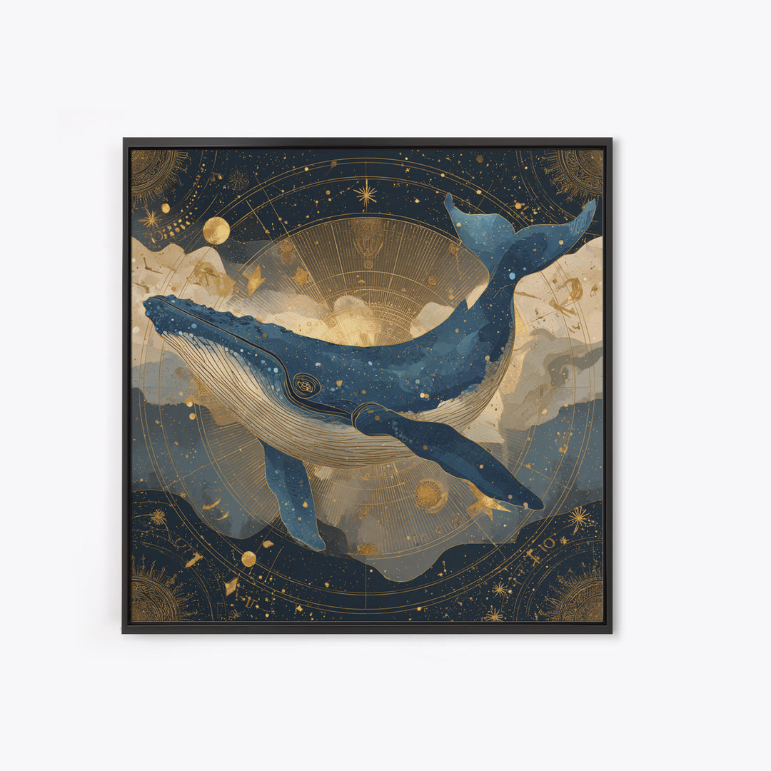 Cosmic Whale Swimming Through a Star Field Canvas Print, Celestial Art, Modern Decor, Living Room Decor, Fine Art, Celestial, CEL-1x1-77