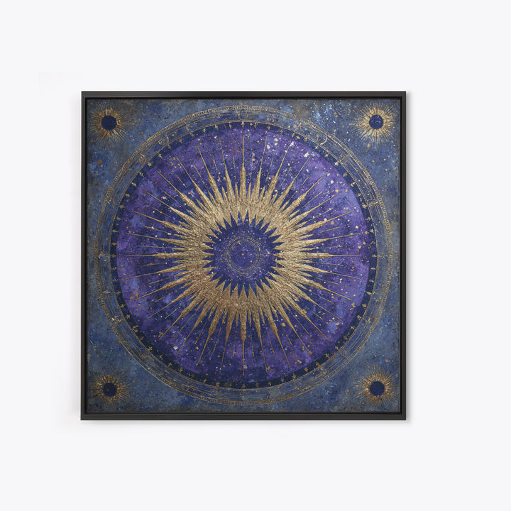 Sunburst Medallion with Ornate Rays Canvas Print, Celestial Art, Fantasy Art, Living Room Decor, Fine Art, Celestial, CEL-1x1-85