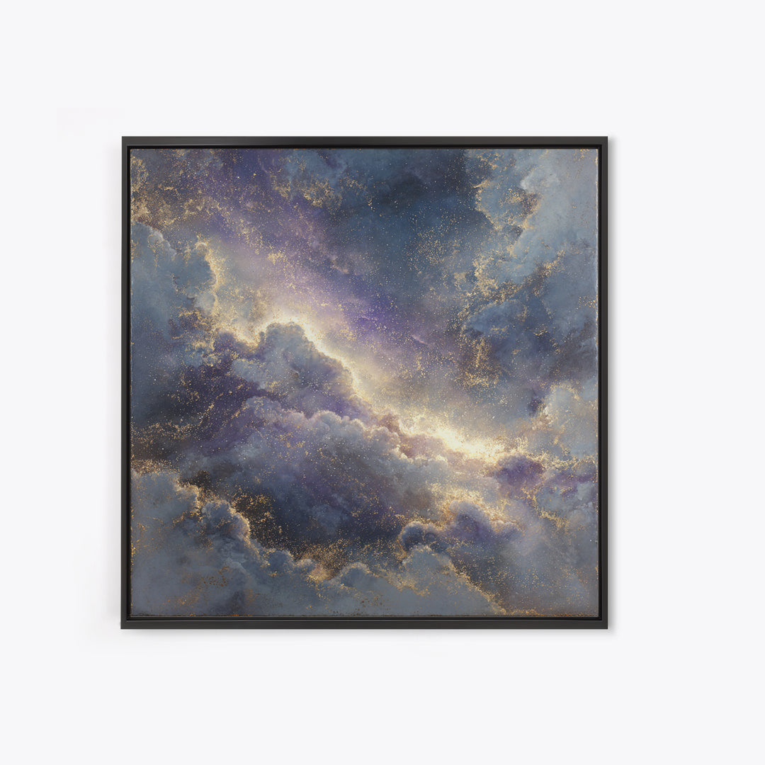 Galaxy Swirl with Jewel Tone Nebula Clouds Canvas Print, Celestial Art, Minimalist Art, Living Room Decor, Fine Art, Celestial, CEL-1x1-92
