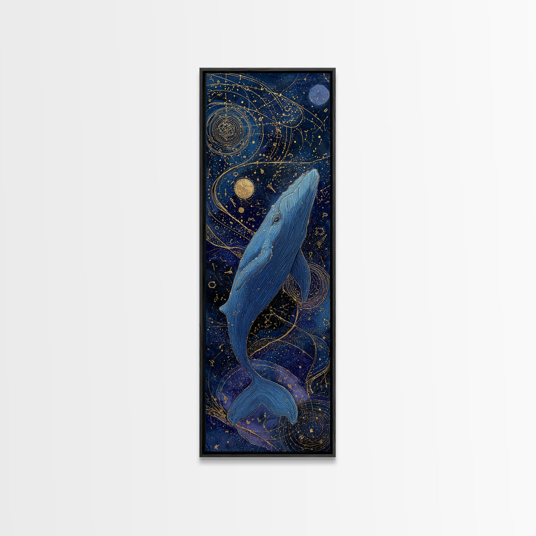 Cosmic Whale Swimming Through a Star Field Canvas Print, Celestial Art, Modern Decor, Living Room Decor, Fine Art, Celestial, CEL-1x3-17