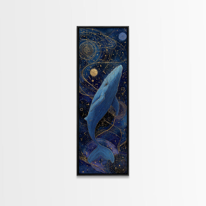 Cosmic Whale Swimming Through a Star Field Canvas Print, Celestial Art, Modern Decor, Living Room Decor, Fine Art, Celestial, CEL-1x3-17