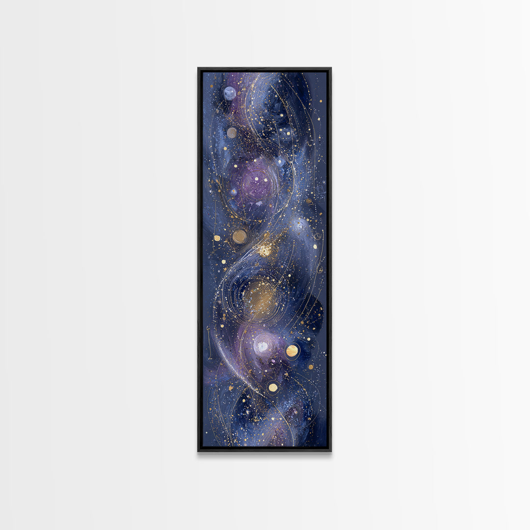 Galaxy Swirl with Jewel Tone Nebula Clouds Canvas Print, Celestial Art, Contemporary Art, Living Room Decor, Celestial, CEL-1x3-56