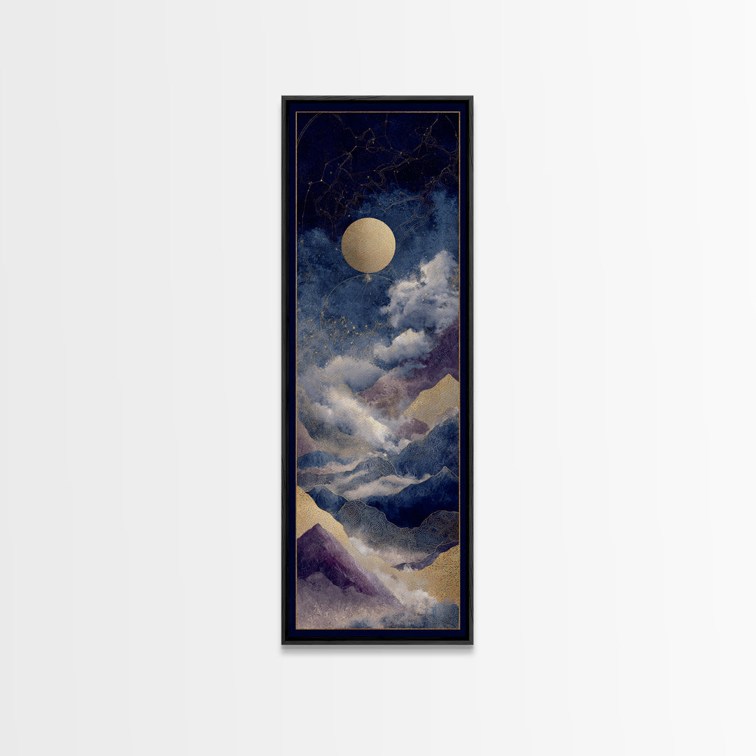 Gold Constellation Map on Deep Navy Texture Canvas Print, Celestial Art, Art Prints, Living Room Decor, Fine Art, Celestial, CEL-1x3-68