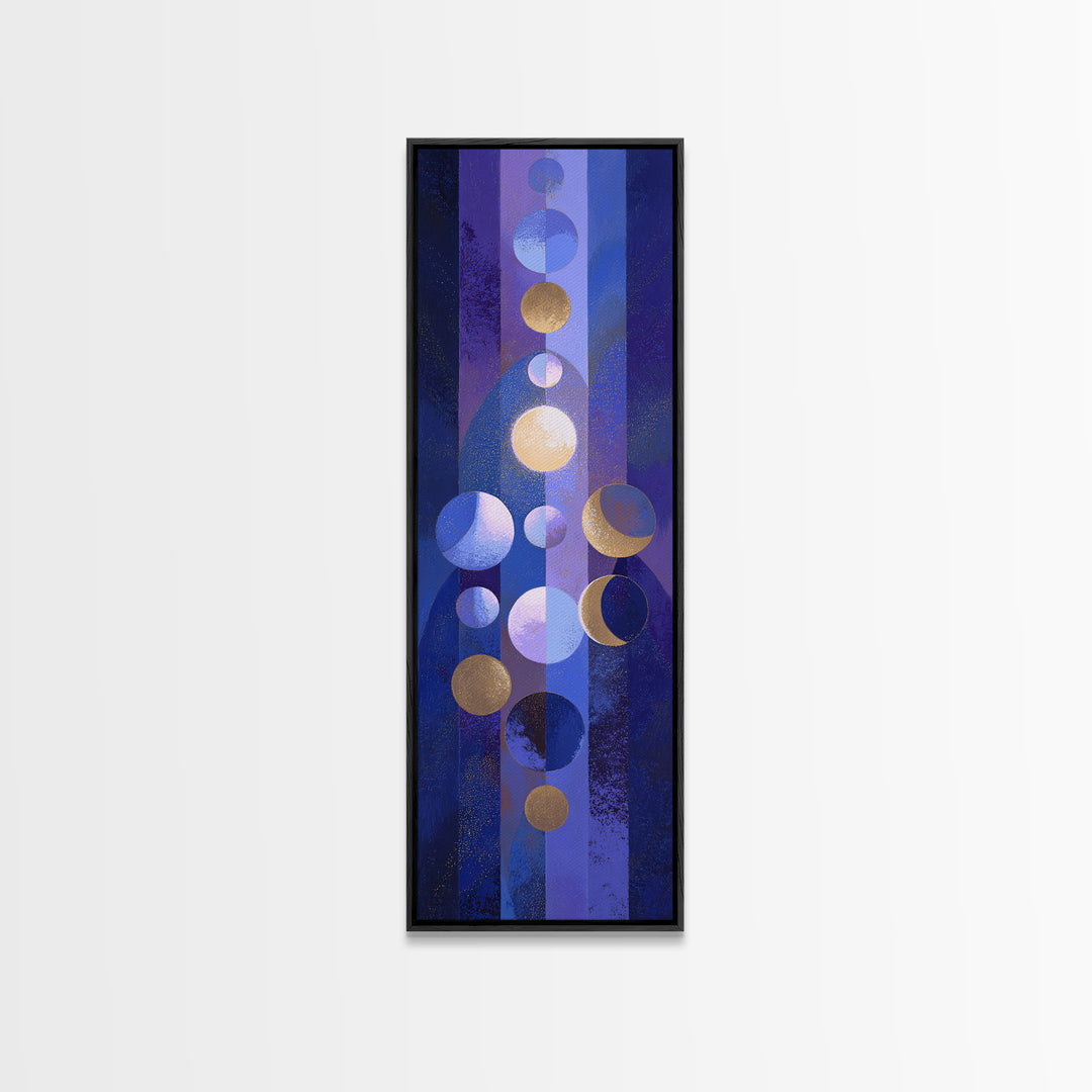 Twelve Small Moons Arranged as Elegant Pattern Framed Canvas Print, Celestial Art, Wall Art, Living Room Decor, Celestial, CEL-1x3-84