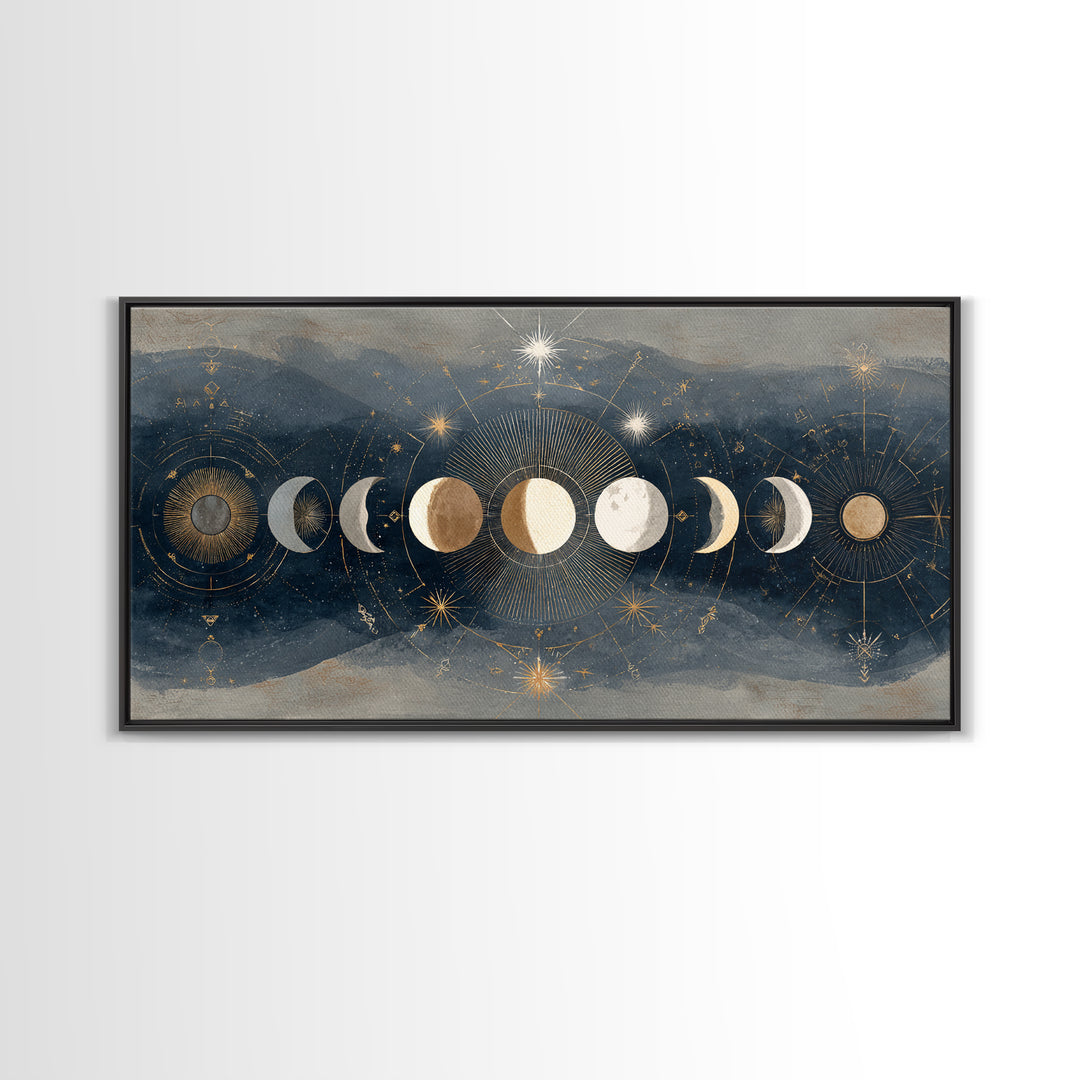 Twelve Small Moons Arranged as Elegant Pattern Canvas Print, Celestial Art, Fine Art Print, Living Room Decor, Celestial, CEL-2x1-20