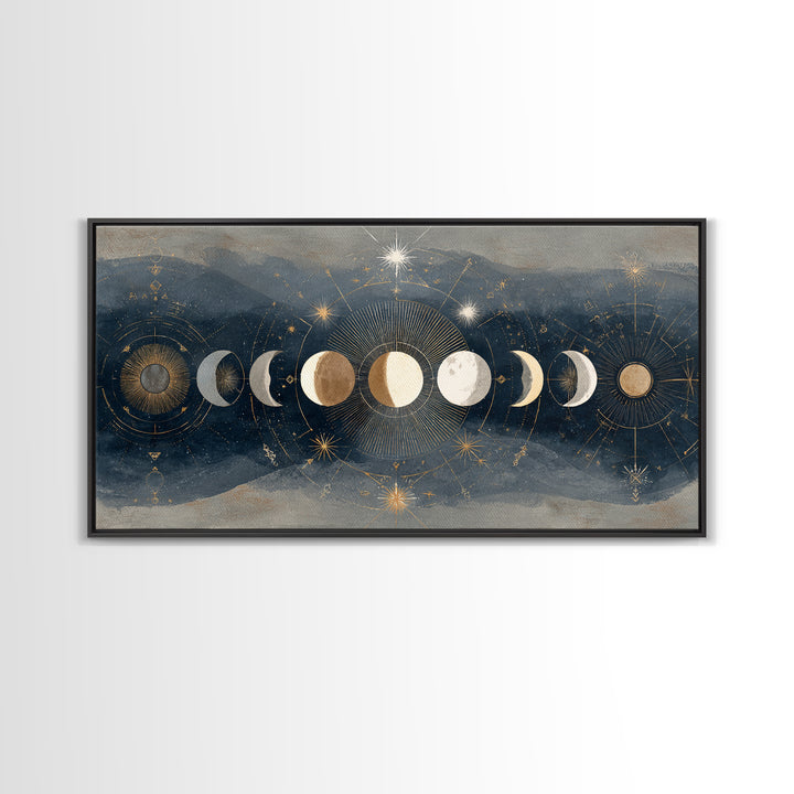 Twelve Small Moons Arranged as Elegant Pattern Canvas Print, Celestial Art, Fine Art Print, Living Room Decor, Celestial, CEL-2x1-20