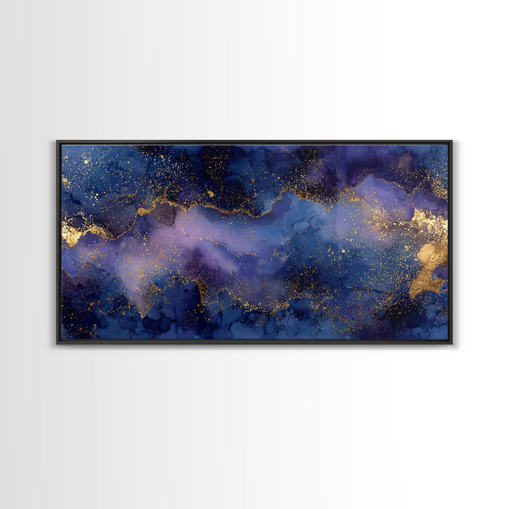 Gold Constellation Map on Deep Navy Texture Canvas Print, Celestial Art, Retro Wall Art, Living Room Decor, Fine Art, Celestial, CEL-2x1-76