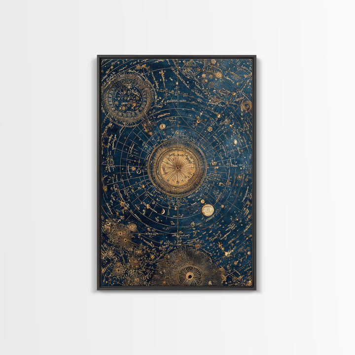 Blue Star Map Framed Canvas Print, Celestial Art, Wall Decor, Living Room Decor, Fine Art, Celestial, Contemporary Art, CEL-2x3-30