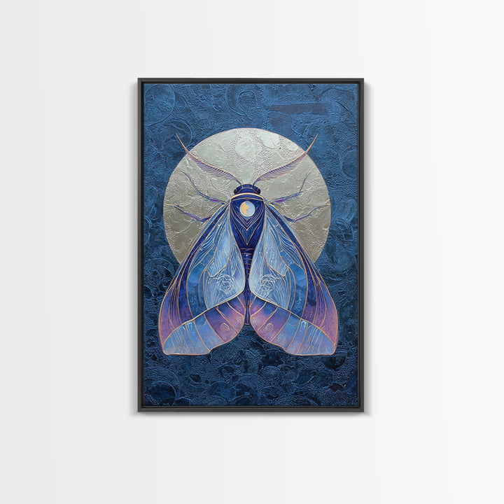 Celestial Moth with Moon Markings Canvas Print, Celestial Art, Boho Decor, Living Room Decor, Fine Art, Celestial, CEL-2x3-50