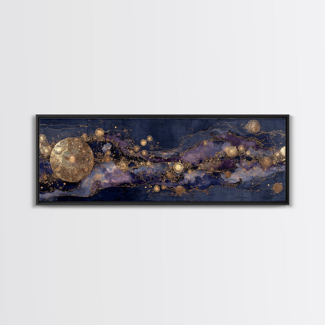 Gold Constellation Map on Deep Navy Texture Canvas Print, Celestial Art, Boho Art, Living Room Decor, Fine Art, Celestial, CEL-3x1-24