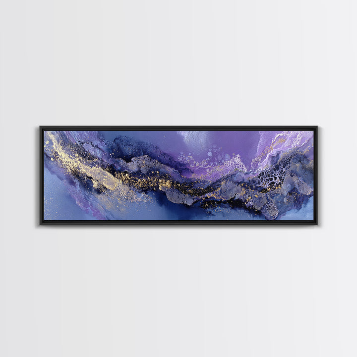 Dreamlike Comet Crossing a Violet Sky Framed Canvas Print, Celestial Art, Space Art, Living Room Decor, Oil Painting, Celestial, CEL-3x1-28