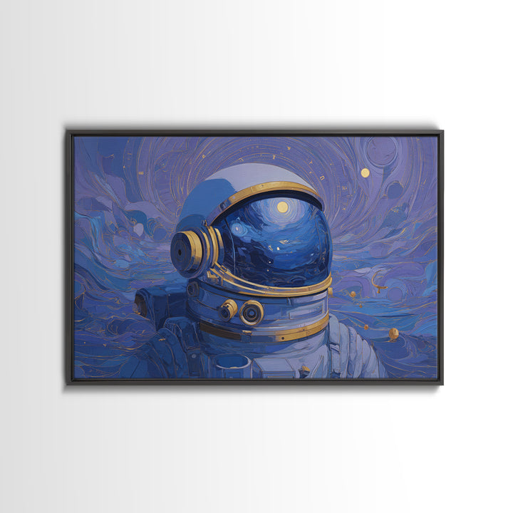 Astronaut Helmet Reflecting a Field of Stars Canvas Print, Celestial Art, Fine Art Print, Living Room Decor, Celestial, CEL-3x2-91