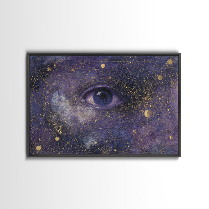 Mystic Eye Surrounded by Moons and Constellations Canvas Print, Celestial Art, Minimalist Art, Living Room Decor, Celestial, CEL-3x2-92