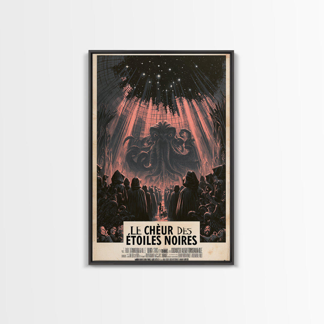 The Choir Of Black Stars, French Language Horror Movie Poster, 1960s Horror Art, Lovecraftian Horror Poster, Framed Canvas Print