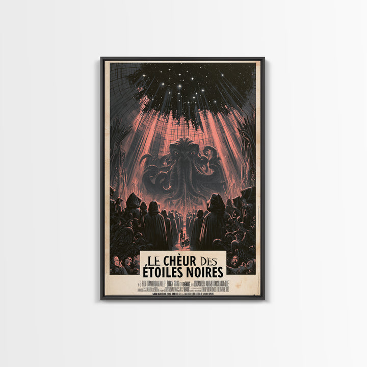 The Choir Of Black Stars, French Language Horror Movie Poster, 1960s Horror Art, Lovecraftian Horror Poster, Framed Canvas Print