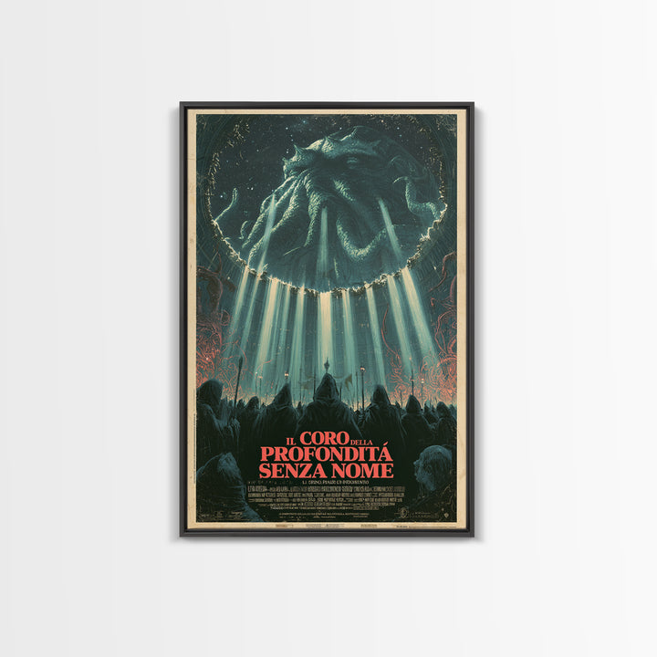 The Choir Of The Nameless Deep, Italian Language Horror Movie Poster, 1970s Horror Art, Eldritch Cinema Wall Art, Framed Canvas Print