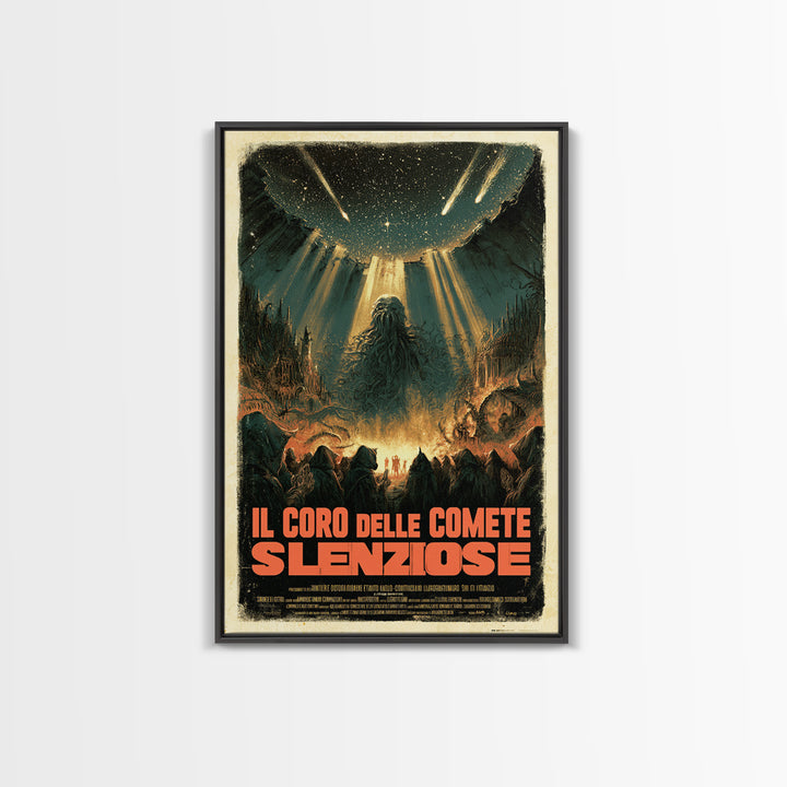 The Choir Of Silent Comets, Italian Language Horror Movie Poster, 1970s Horror Art, Lovecraftian Horror Poster, Framed Canvas Print
