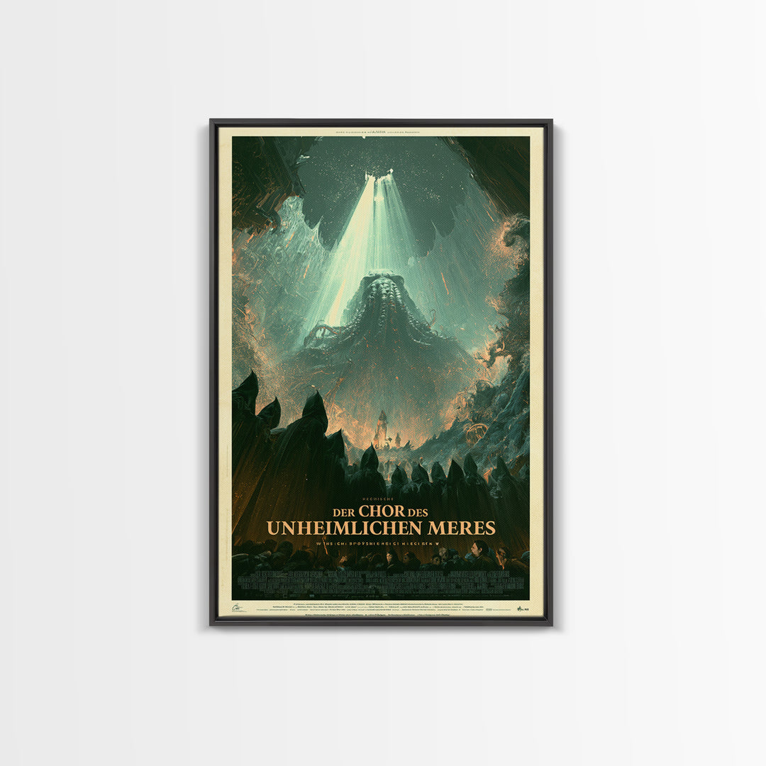 The Choir Of The Eldritch Sea, German Language Horror Movie Poster, 1960s Horror Art, Eldritch Cinema Wall Art, Framed Canvas Print