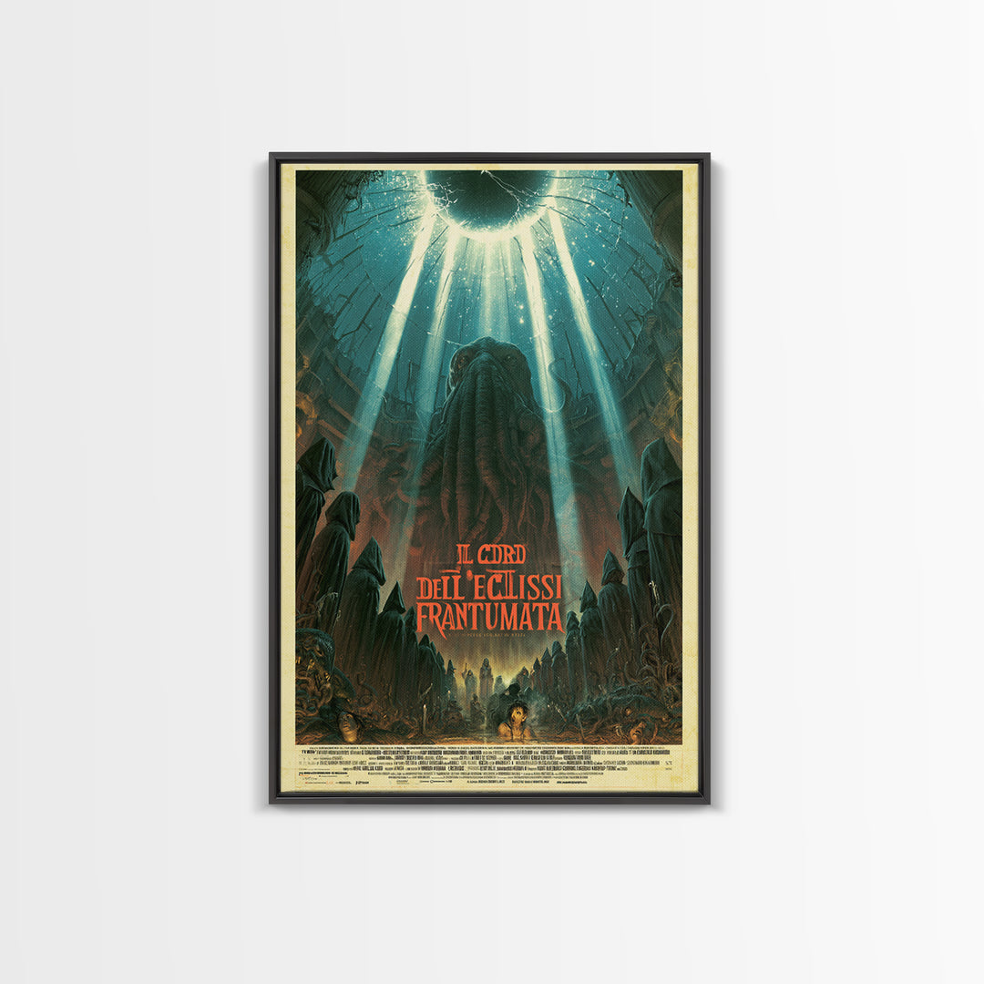 The Choir Of The Shattered Eclipse, Italian Language Horror Movie Poster, 1970s Horror Art, Lovecraftian Horror Poster, Framed Canvas Print