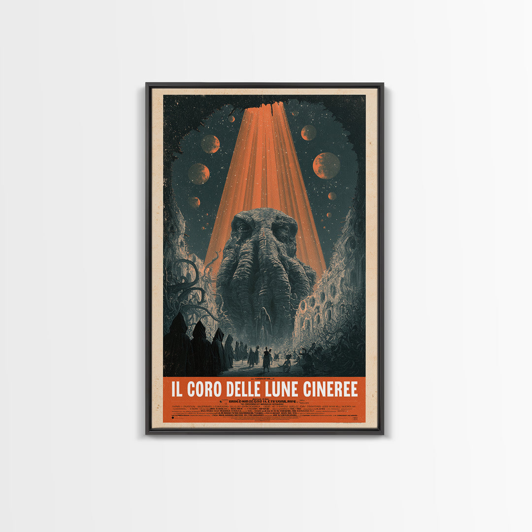 The Choir Of Ashen Moons, Italian Language Horror Movie Poster, 1970s Horror Art, Eldritch Cinema Wall Art, Framed Canvas Print