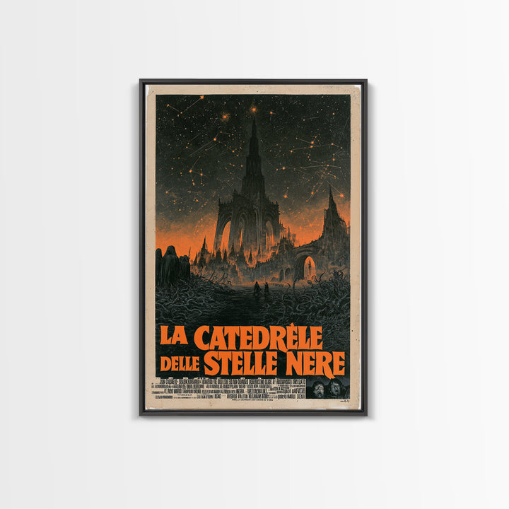 The Cathedral Of Black Stars, Italian Language Horror Movie Poster, 1970s Horror Art, Lovecraftian Horror Poster, Framed Canvas Print